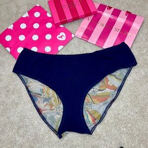 New Victoria’s Secret blue Cotton w colorful sheer mesh back Hiphugger panty XL